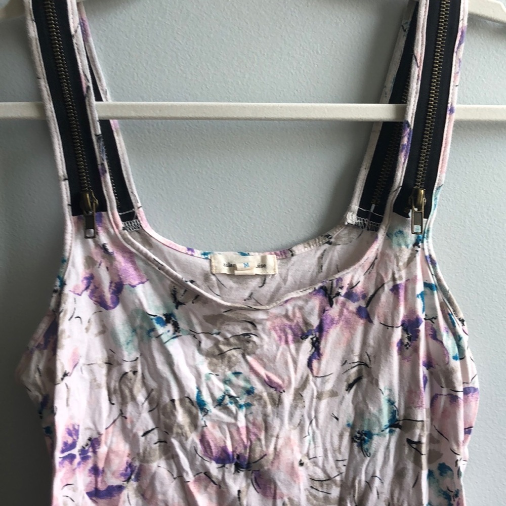 Floral print tank zippers